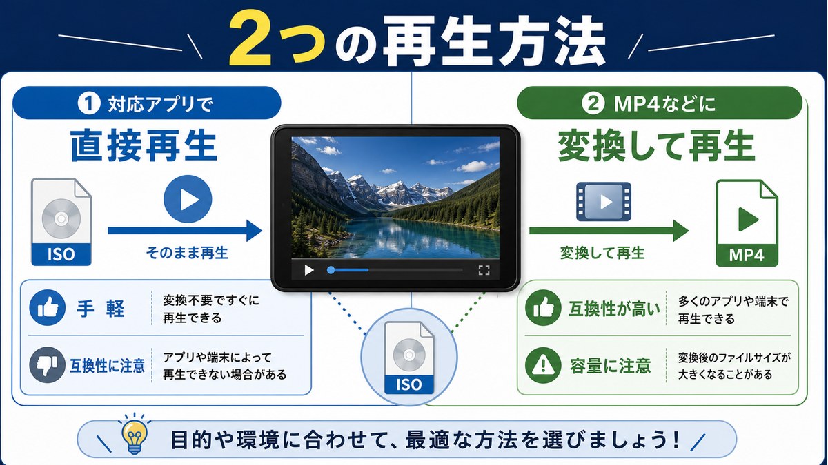 直接再生とMP4変換再生を比較した図解