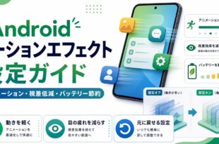Androidのモーションエフェクトでアニメーションや視差低減やバッテリー節約を整理した日本語アイキャッチ画像