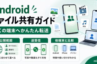 AndroidのQuick Shareで近くの端末へファイルを共有する公開範囲と送受信の流れをまとめた日本語アイキャッチ画像