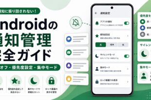 Androidの通知管理で通知オフや優先度設定やサイレントモードや集中モードを確認する日本語アイキャッチ画像