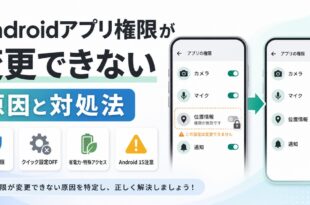 Androidのアプリ権限が変更できない原因と対処法をまとめたアイキャッチ画像