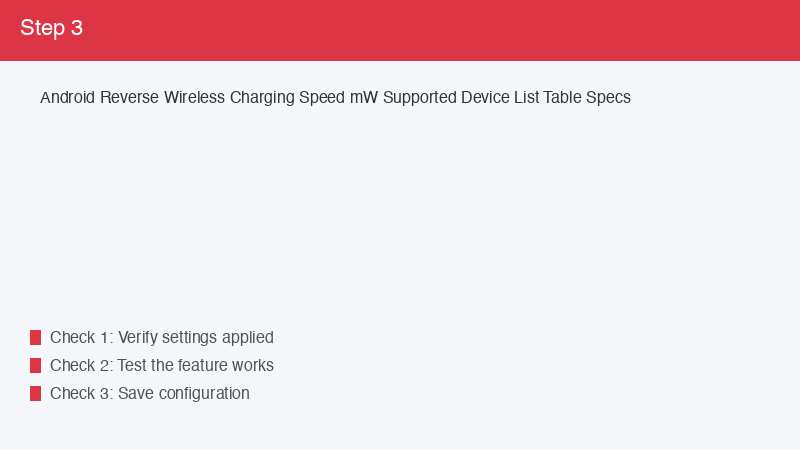 Android Reverse Wireless Charging Speed mW Supported Device List Table Specs