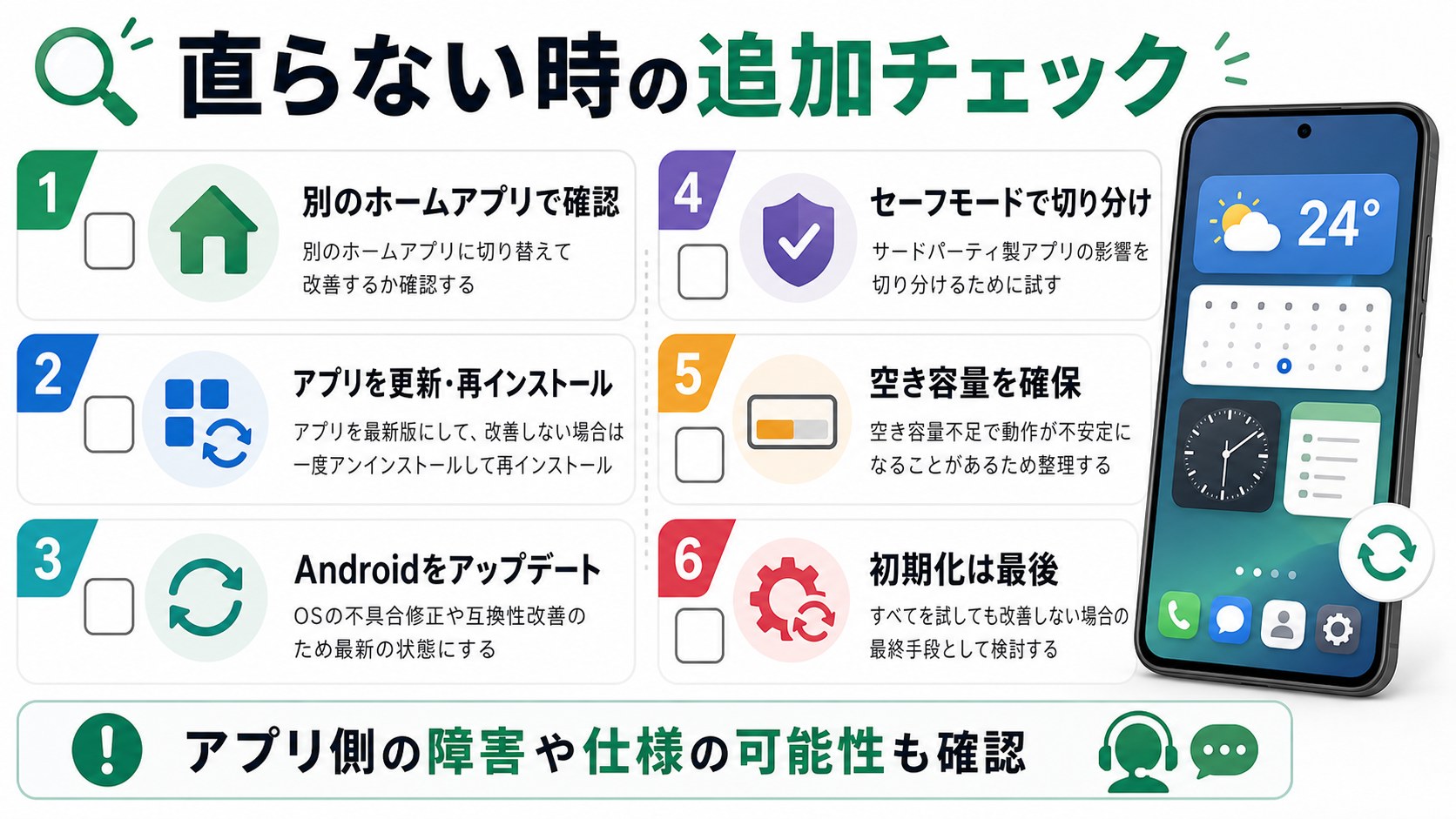 Androidウィジェットが直らない時に確認する追加チェックの図解