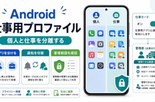 Androidの仕事用プロファイルで個人と仕事のアプリを分け通知を切り替え管理範囲を確認する流れを整理した日本語アイキャッチ画像