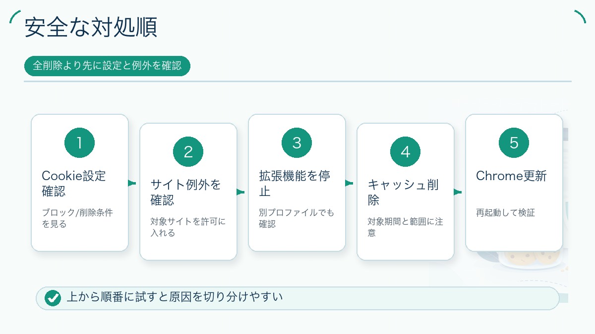 安全な対処順を説明する図解