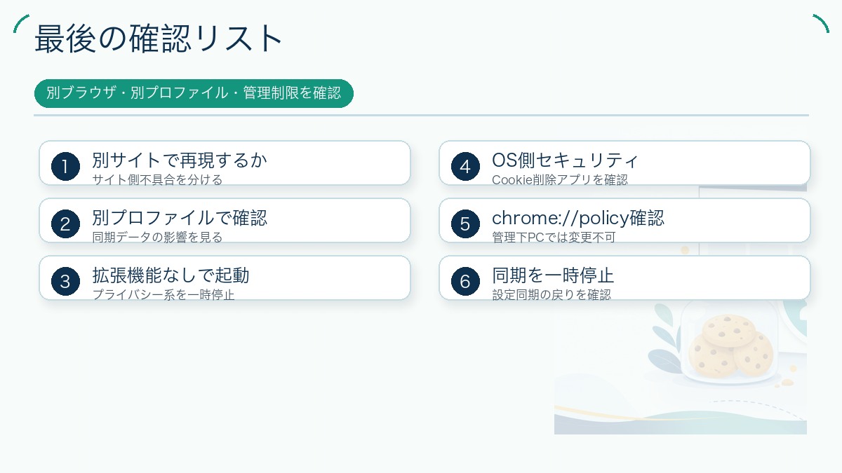 最後の確認リストを説明する図解