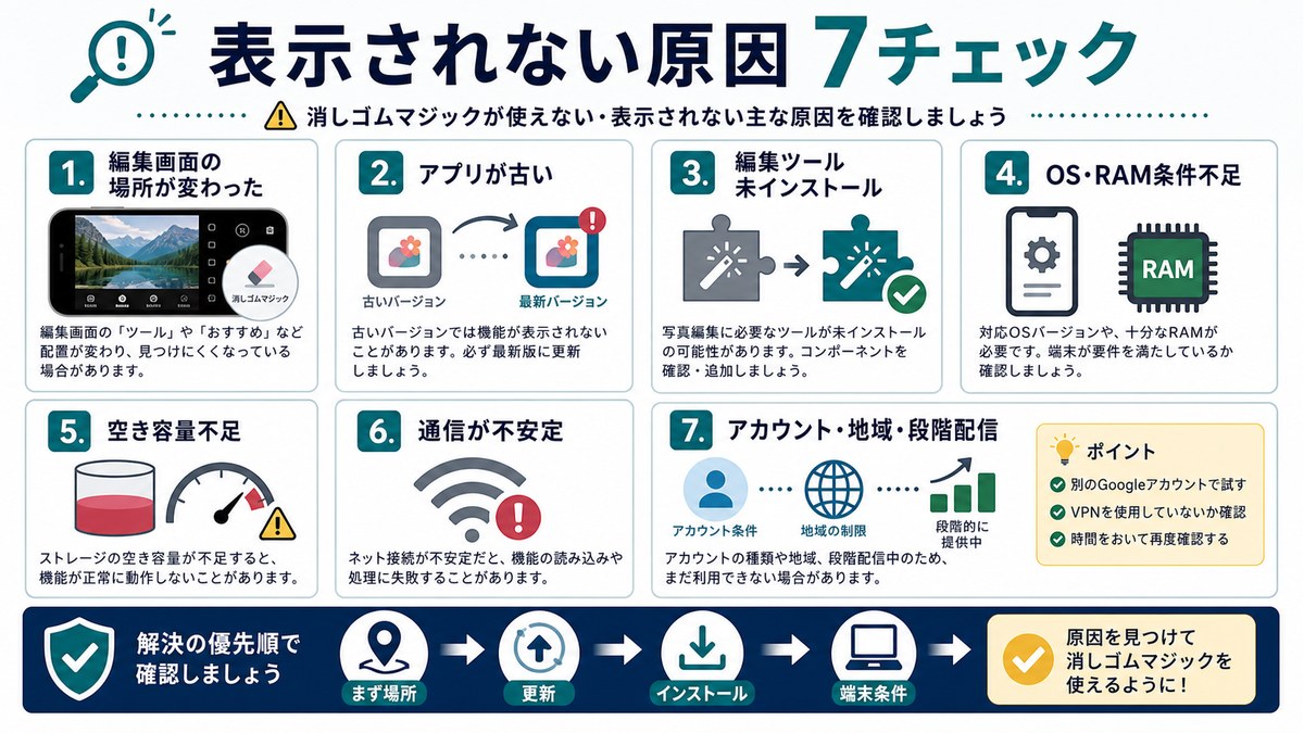 消しゴムマジックが表示されない原因7チェック