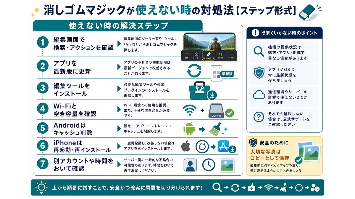 消しゴムマジックが使えない時の対処ステップ