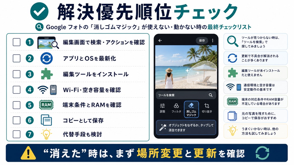 消しゴムマジック問題の解決優先順位チェック