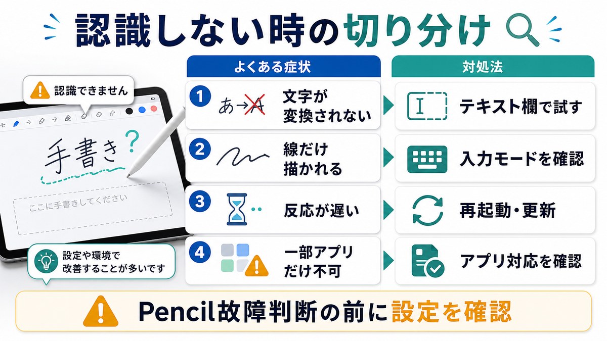 Scribbleが認識しない時の症状別切り分けと対処法の図解