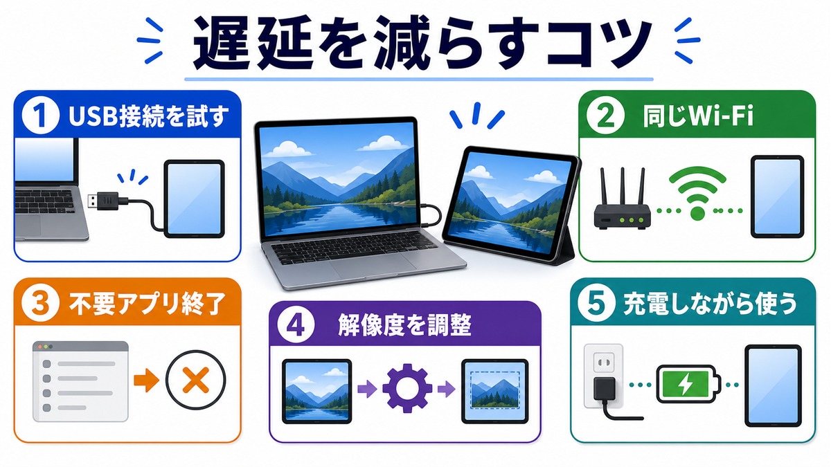 iPadサブディスプレイの遅延を減らすコツの図解