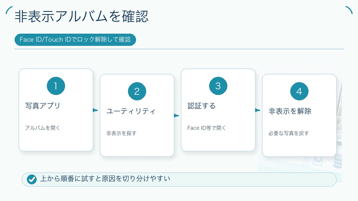 非表示アルバムを確認の図解