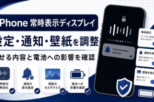 iPhoneの常時表示ディスプレイで設定、通知、壁紙、電池への影響を確認する流れをまとめた日本語アイキャッチ画像