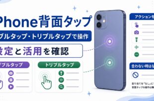 iPhone背面タップでダブルタップ、トリプルタップ、アクション選択、なしへの変更を確認する日本語アイキャッチ画像