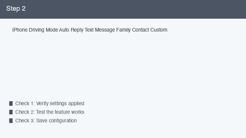 iPhone Driving Mode Auto Reply Text Message Family Contact Custom