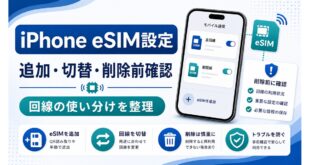 iPhone eSIM設定で追加、切替、削除前確認、回線の使い分けを整理する日本語アイキャッチ画像