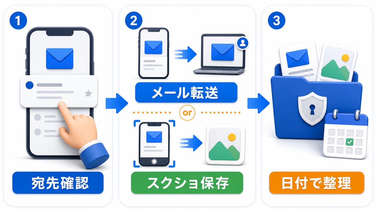 転送とスクショで残すの図解