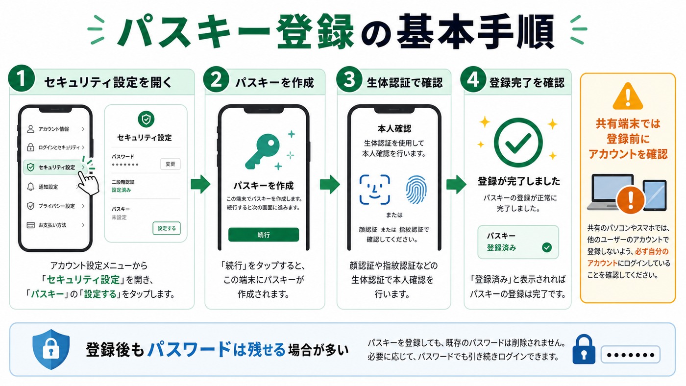 パスキー登録の基本手順をまとめた図解