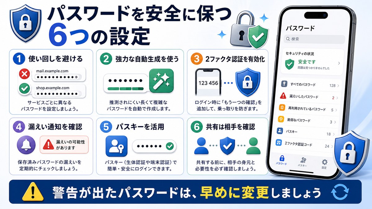 iPhoneのパスワード管理を安全にする基本設定