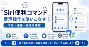Siri便利コマンドで起動、予定管理、リマインダー、設定確認を説明する日本語アイキャッチ画像