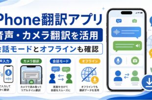 iPhone翻訳アプリで音声入力、カメラ翻訳、会話モード、オフライン翻訳を確認する日本語アイキャッチ画像