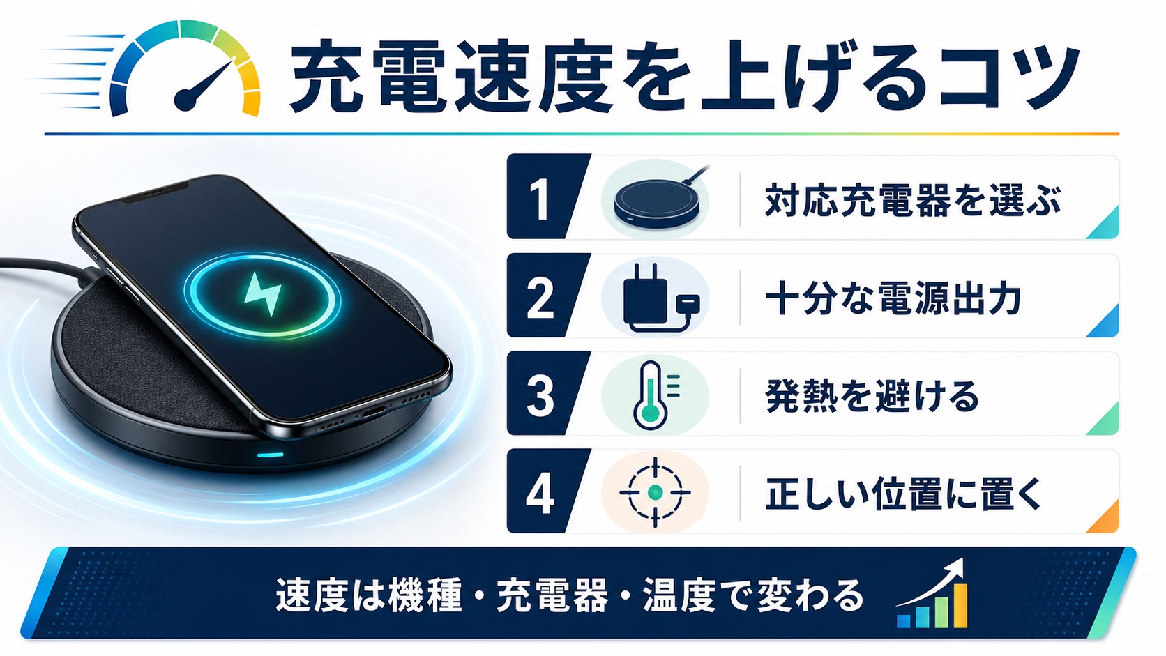 ワイヤレス充電速度を上げる確認ポイント