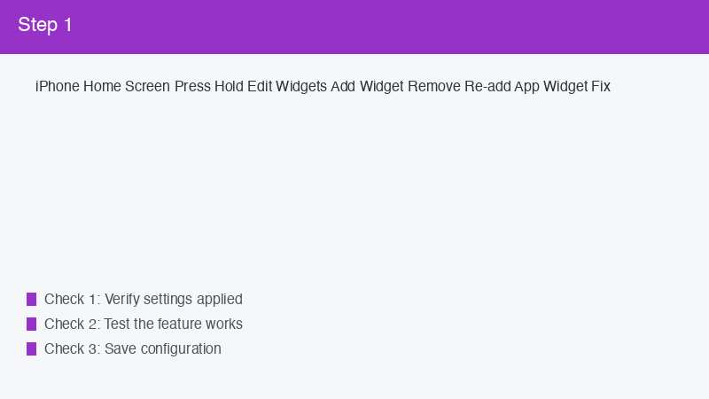 iPhone Home Screen Press Hold Edit Widgets Add Widget Remove Re-add App Widget F