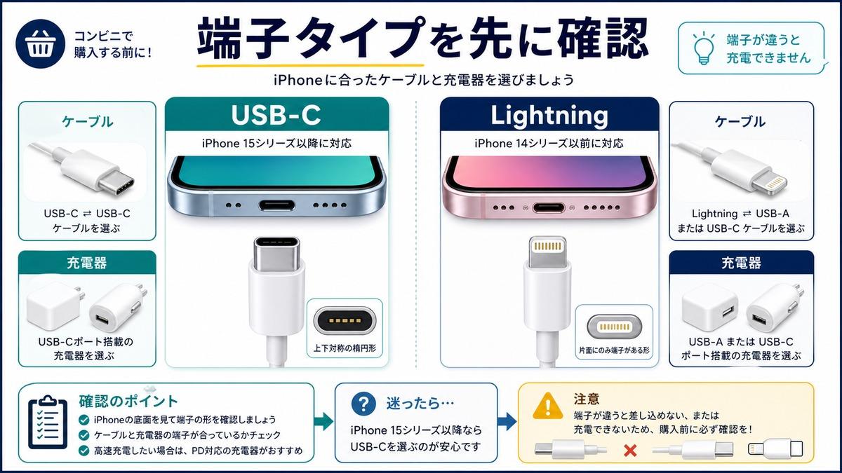 端子タイプを先に確認の図解