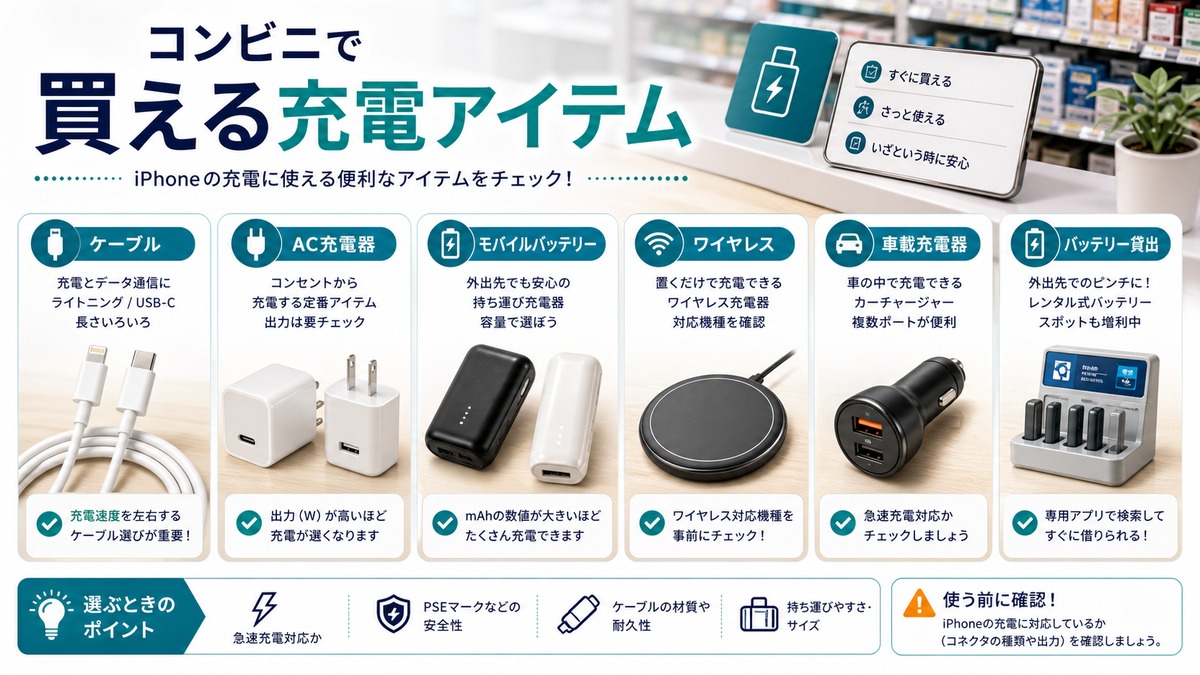 買える充電アイテムの図解
