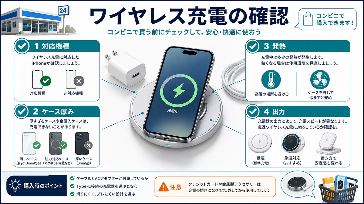 ワイヤレス充電の確認の図解