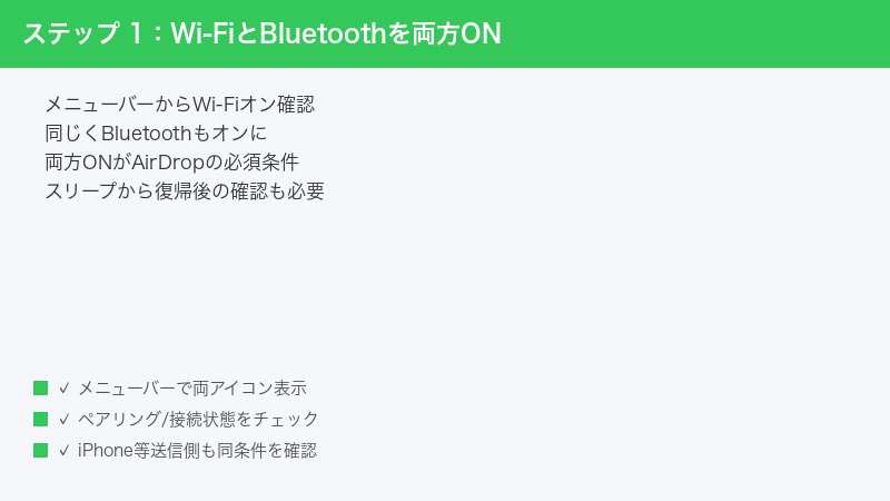 Mac Menu Bar Wi-Fi Bluetooth Both On Enable AirDrop Required