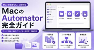 MacのAutomatorでワークフロー作成とファイル一括処理と自動化を行う流れを整理した日本語アイキャッチ画像