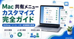 Macの共有メニューでAirDropやメールやメモや拡張機能を整理する日本語アイキャッチ画像