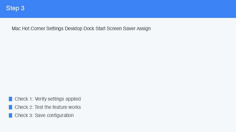 Mac Hot Corner Settings Desktop Dock Start Screen Saver Assign