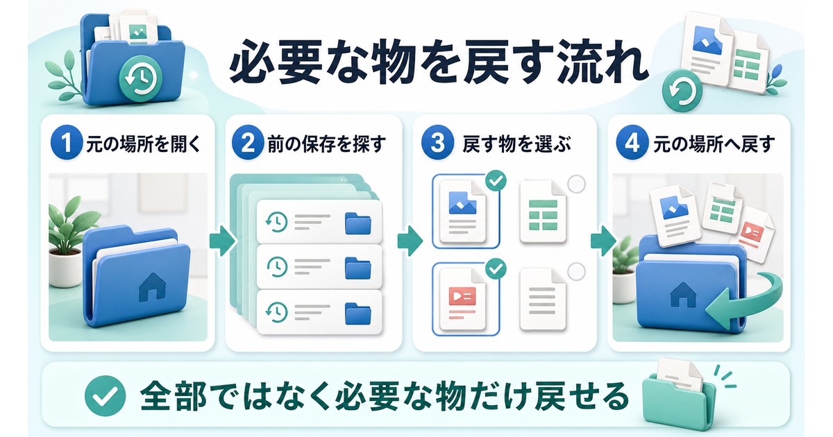 必要なファイルだけを元に戻す流れを示した情報画像