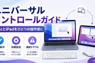 MacとiPadでマウスとキーボードを共有するユニバーサルコントロールの設定と接続確認をまとめた日本語アイキャッチ画像
