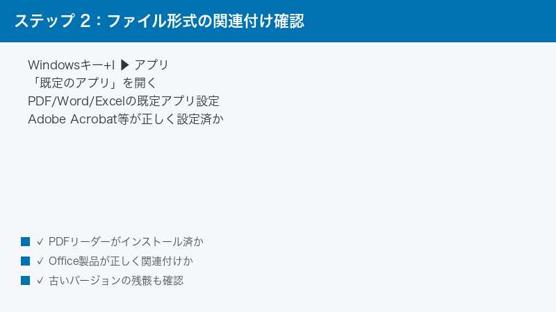 ステップ 2: ファイル形式の関連付け確認