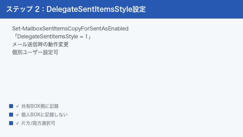 PowerShell DelegateSentItemsStyle Configure Sender Behavior Individual User Sett