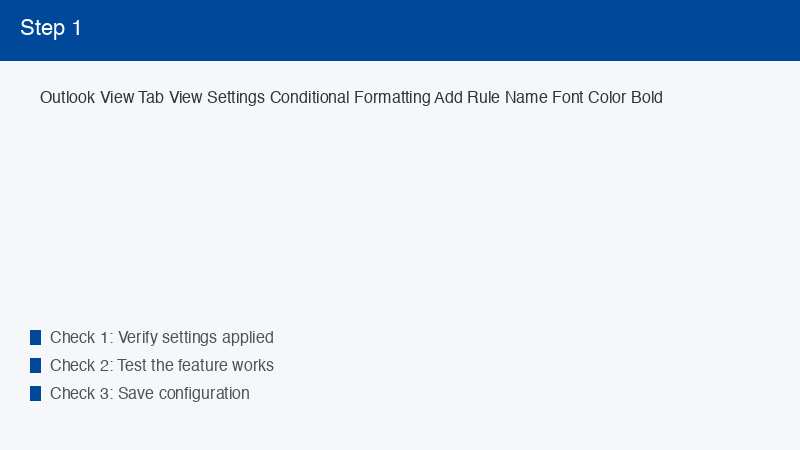 Outlook View Tab View Settings Conditional Formatting Add Rule Name Font Color B