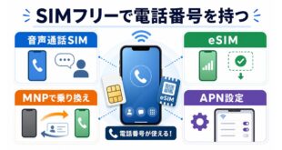 SIMフリースマホで音声通話SIM、eSIM、MNP、APN設定を確認する完成Image2アイキャッチ