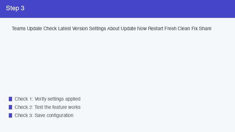 Teams Update Check Latest Version Settings About Update Now Restart Fresh Clean 