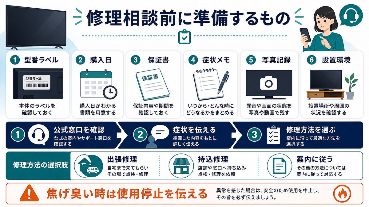 修理相談前に準備するものの図解
