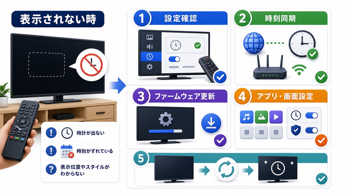 時計が表示されない時の図解