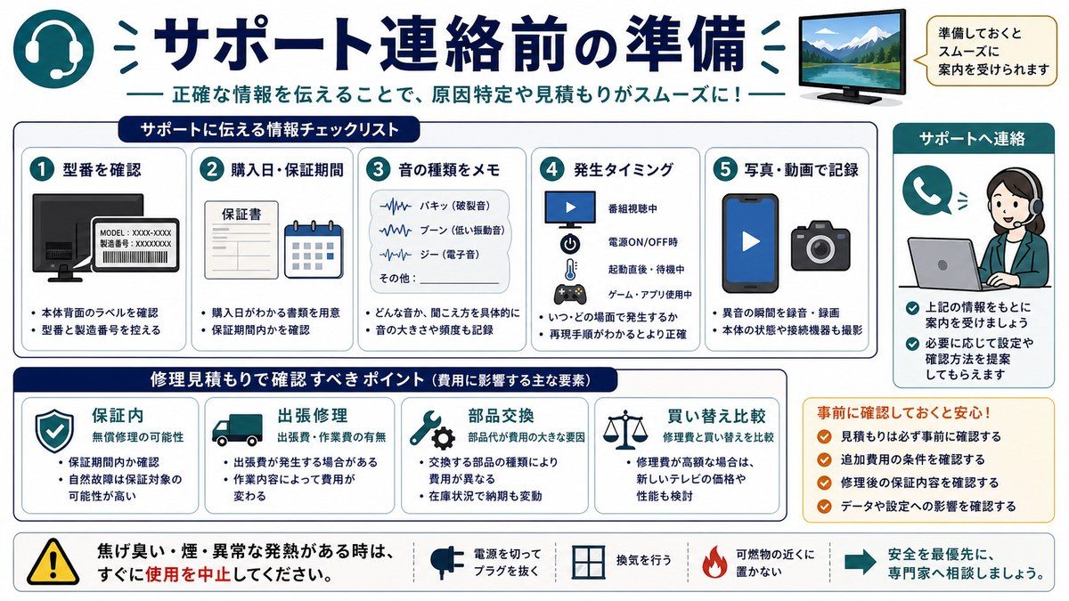 サポート連絡前の準備の図解
