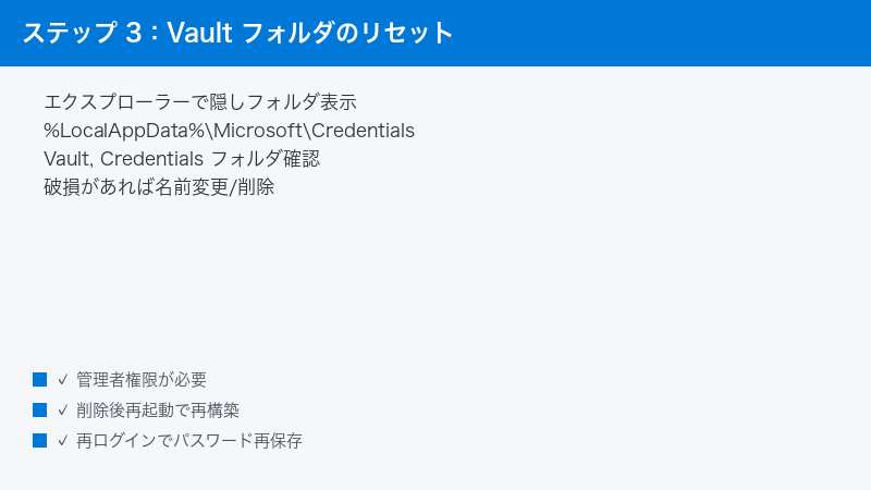 Windows Local AppData Microsoft Credentials Vault Folder Reset
