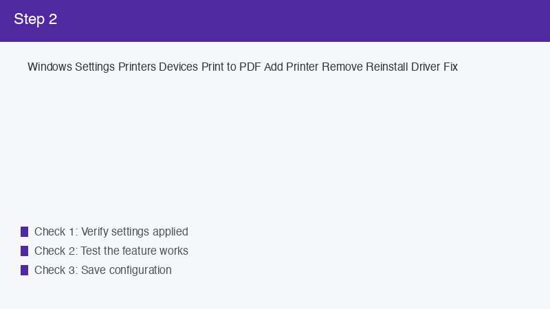 Windows Settings Printers Devices Print to PDF Add Printer Remove Reinstall Driv