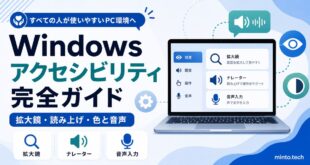 Windowsのアクセシビリティ機能で拡大鏡やナレーターや音声入力を整理した日本語アイキャッチ画像