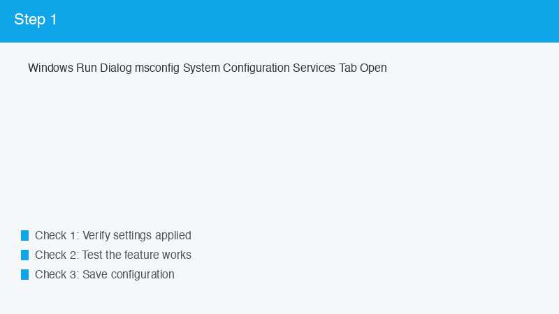 Windows Run Dialog msconfig System Configuration Services Tab Open