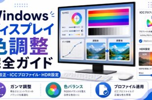 Windowsのディスプレイ色調整で色の校正やICCプロファイルやHDR設定を整理した日本語アイキャッチ画像