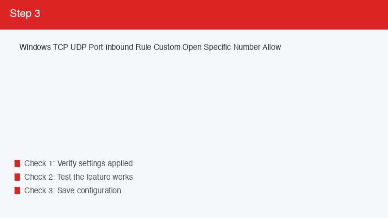 Windows TCP UDP Port Inbound Rule Custom Open Specific Number Allow